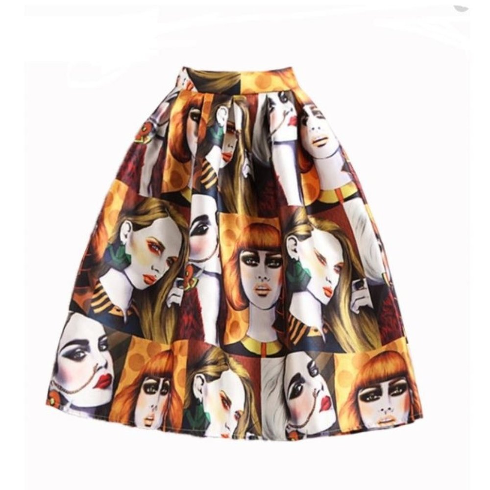 High Waist - Statement Pleated Midi Skirt